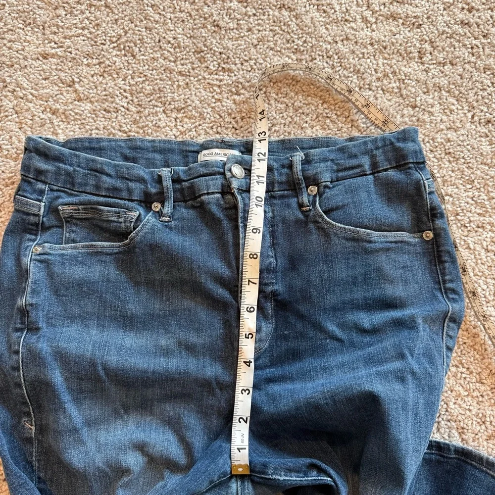 Good American Good Legs Crop Leg Jeans - Dark Blue Size 16 - Picture 7 of 11